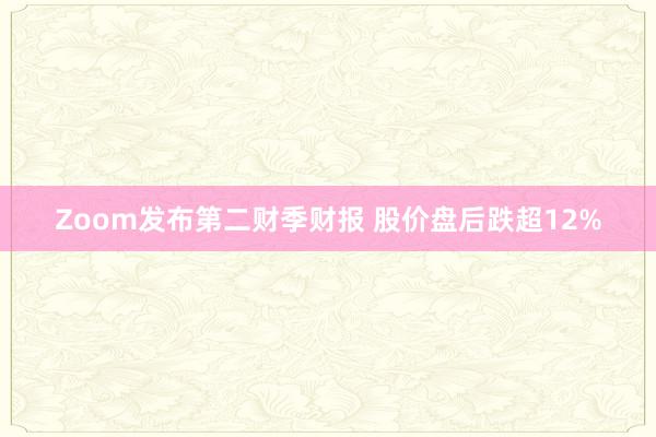 Zoom发布第二财季财报 股价盘后跌超12%